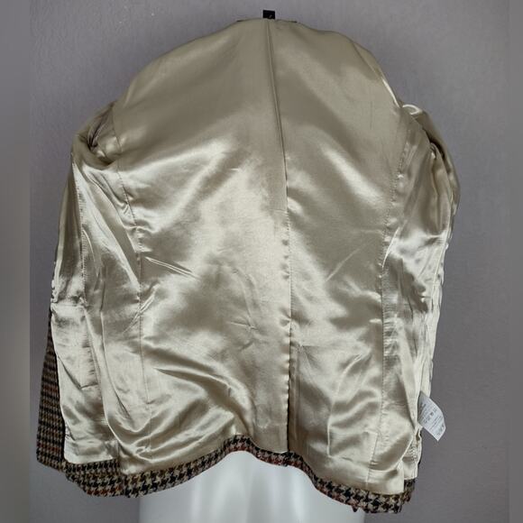 J.Crew Blazer Regent Wool Houndstooth Tan Jewel Jacket Size 2 - Picture 15 of 16